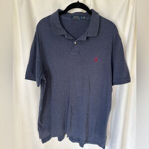 Polo Ralph Lauren Blue Polo Shirt, Cotton Short Sleeve, Embroidered Polo Pony XL
